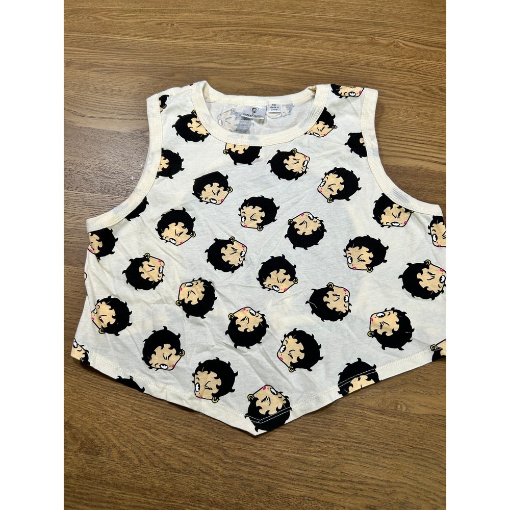 Betty Boop All Over Print Cropped Sleeveless Tank Top‎ Medium M